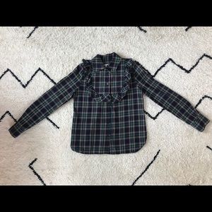 Maison Kitsuné plaid ruffle blouse